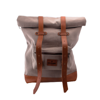 Backpack Andes piel tan con lona beige