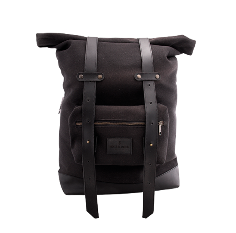 BAN 404 C L backpack piel negra lona negra